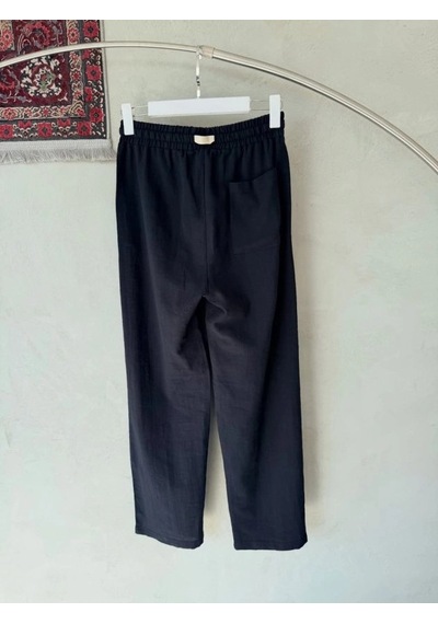 Defymoda Erkek İthal Yıkamalı Keten Pantolon Siyah
