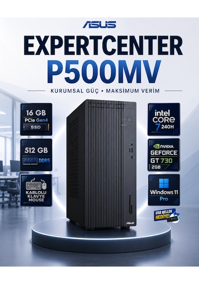 Asus Expertcenter P500MVC7GT730RNP01 Core 7 240H 16 GB 512 GB SSD GT 730 W11P Masaüstü Bilgisayar