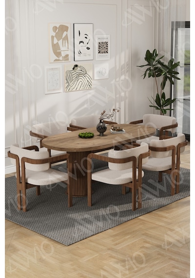 Avvio Arion Serisi Bohem Ayak 6'lı Tokyo Metal Demonte Sandalye 80x160 Masa Sandalye Takımı Akça Masa Sandalye Kahve Kumaş Krem Avvio Arion Serisi Bohem Ayak 6'lı Tokyo Metal Demonte Sandalye 80x160 Masa Sandalye Takımı Akça Masa Sandalye Kahve Kumaş Krem