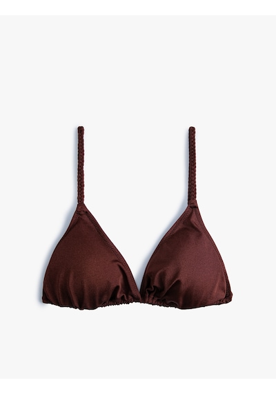 Koton Parlak Üçgen İpli Bikini Üstü Kahverengi 4sak10179mm Kahverengi