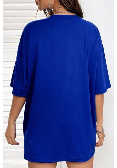 Flood Of Style Unisex Los Angles Tasarım Tshirt Mavi