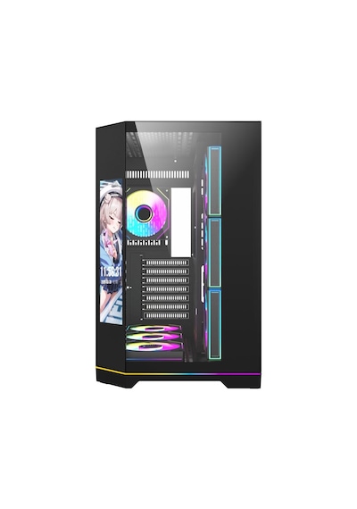 Aıgo Ft418 Ultra Siyah 7x L17 Argb Fanlı 850w 80+ Bronze Gen5 Lcd Mid Tower Kasa