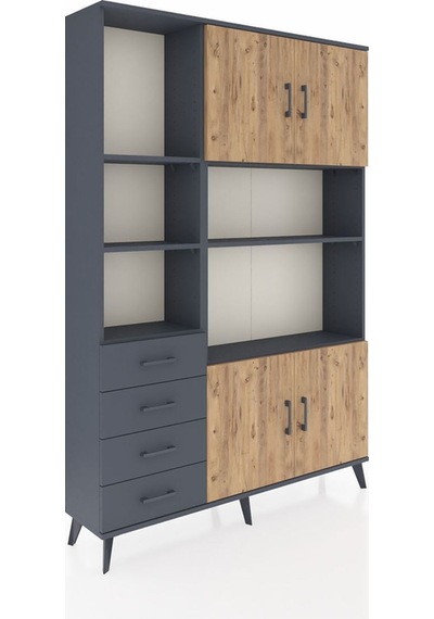 Arges Dolap 8 Raflı 4 Çekmeceli 4 Kapaklı 132x30x195 Antrasit-çam/antrasit Atlas Çam/antrasıt Arges Dolap 8 Raflı 4 Çekmeceli 4 Kapaklı 132x30x195 Antrasit-çam/antrasit Atlas Çam/antrasıt