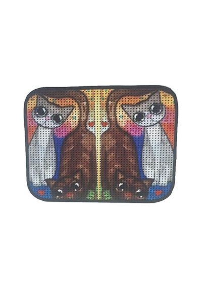 Elekli Desenli Kedi Tuvalet Önü Paspası 60 X 45 Cm Kahve Beyaz Kedi 2li