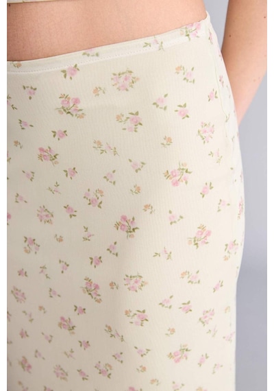 Defacto Kalem Floral Normal Bel Tül Midi Etek H5547ax26smyl111 Sarı-yl111