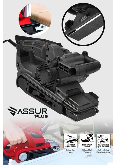 Assur Plus 900W Elektrikli Vakumlu Tozsuz Cila Özellikli Tank Zımpara Makinesi - 2852