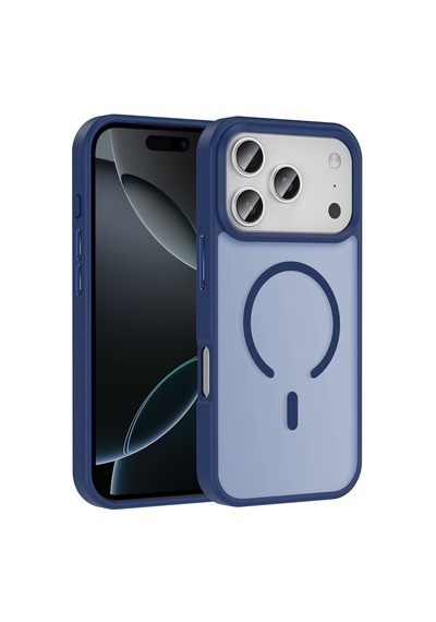 Apple, Uyumlu iPhone 17 Pro Max Kılıf M-safe Şarj Özellikli Mat Arka Yüzey Zore Sio Kapak Lacivert