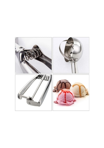 Ivory Maşalı Küçük Dondurma Kaşığı Paslanmaz Çelik Yaylı Kurabiye Ve Dondurma Kepçesi, Pürüzsüz Top Çıkarıcı Tetikli Meyve Ve Meze Kaşığı Model: Ivo-dn101