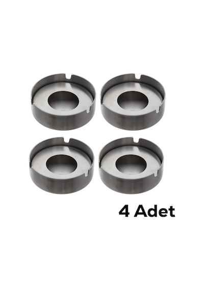 Porsima 4'lü Etn-016 Paslanmaz Çelik Metal Kül Tablası Küllük