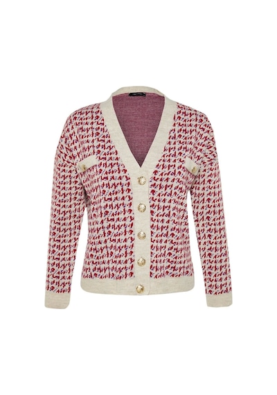 Frm Kadın Moda Şık Regular V Yaka Oversize Geniş Kalıp Triko Hırka Bej