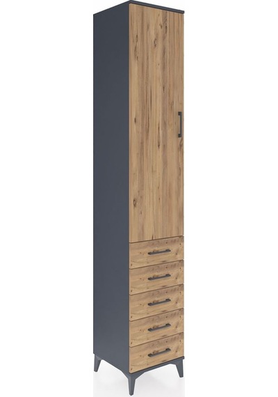 Hyperion Dolap 4 Raflı 5 Çekmeceli Tek Kapaklı 44x44x243 Antr... Antrasit