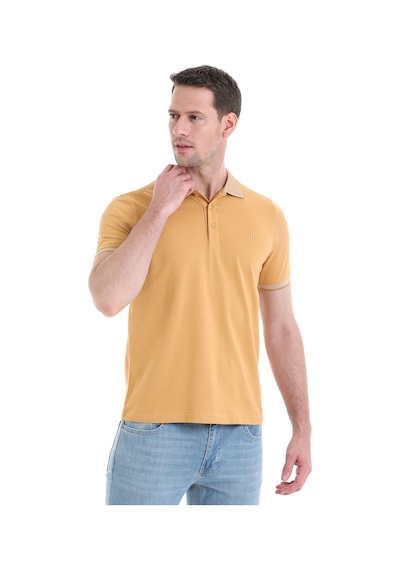 Hatemoğlu - Sarı Regular Fit %100 Pamuk Kıvrılmaz Polo Yaka Tişört