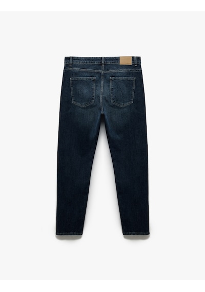 Koton Pamuklu Normal Bel Tapered Fit Jean Pantolon Koyu İndigo 6wam40075nd İndigo