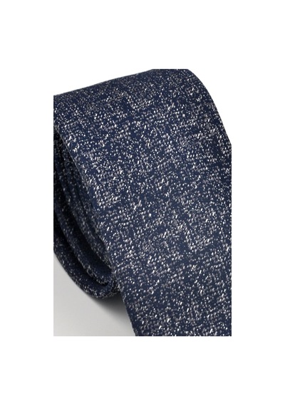 Gaffy Füme Gri Kırcıl Desenli Lacivert Dokuma Kumaş Mendilli Slim Fit Kravat // Sdk230917 Gri - Lacivert