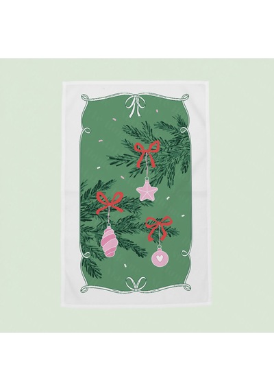 Yılbaşı & Christmas Desenli Tek Taraf Baskılı 3'lü Mutfak Havlusu Kurulama Bezi Seti 60x40 Cm Kırmızı - Yeşil - Pembe