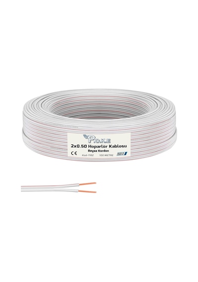 Kablo Kablo 2x0.50 Hoparlör Kablosu Kordon Beyaz 100mt Poke Pk-1162