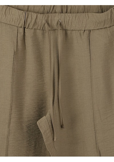 Lcwaıkıkı Classic Haki Beli Lastikli Dokulu Geniş Paça Kadın Pantolon