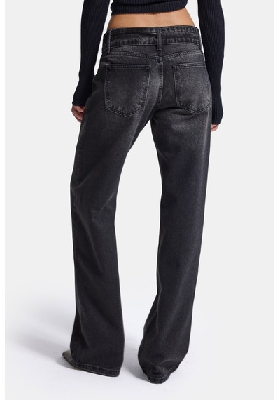 Kadın Koyu Füme 2w6-1 Straight Fit Kemer Detaylı Tasarım Denim Jean
