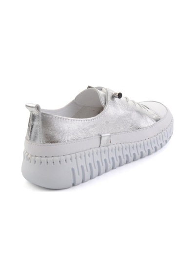 Lame Hakiki Deri Kadın Sneaker K01045250303 Gümüş
