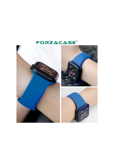 Forzacase Apple Uyumlu  Watch 10 42mm İle Silikon Kordon Kayış - Fc004 Siyah