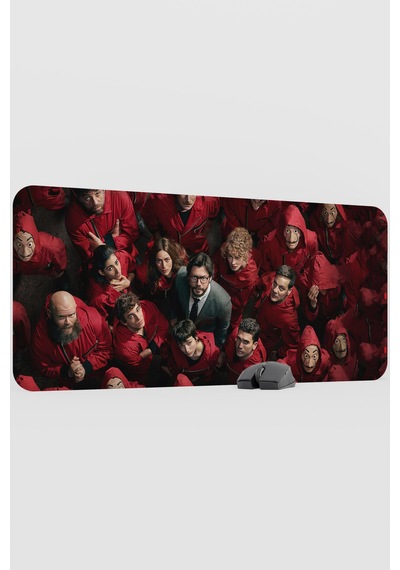 La Casa De Papel V1 90x40 Xxl Gaming Kauçuk Kaymaz Taban Mouse Pad Fare Altlığı