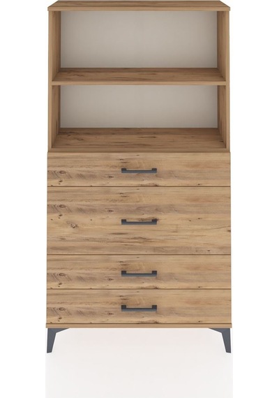 Arges Dolap 2 Raflı 4 Çekmeceli 88x30x163 Çam-çam Çam