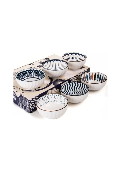 Tr Mukko Home 6'li Desenli Porselen Kase Seti 320 Ml, Çorbalık, Kahvaltılık, Atıştırmalık Kase Hediyelik Kutulu, Diğer