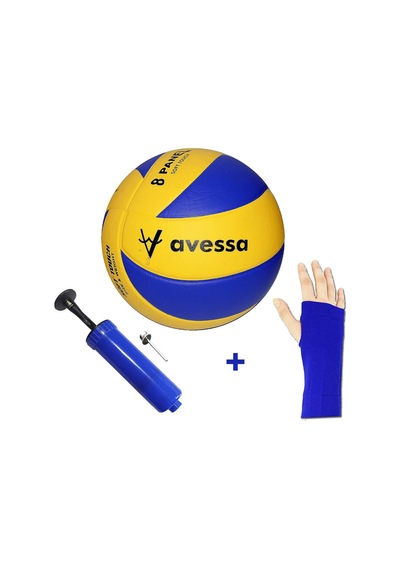 Avessa VL-400 Voleybol Topu El Pompası ve Parmak Geçmeli Voleybol Kolluğu Çok Renkli