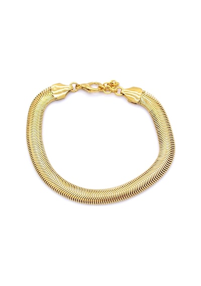 Bz Altın Kaplama Yassı İtalyan Model Kadın Zincir Bileklik Blk-749 Gold