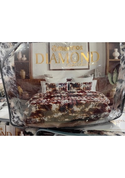 Merinos Diamond Kürk Leopar Desen Comforter Set, Çift Kişilik Yorgan Seti 220x240 Kahverengi