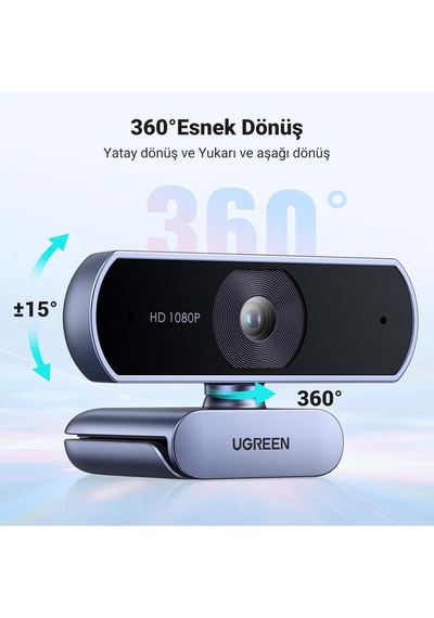 Usb Web Kamerası Pc İçin Full Hd 1080p/30fps Web Kamerası, Mikrofonlu Web Kamerası Net Stereo Ses Otomatik Işık D
