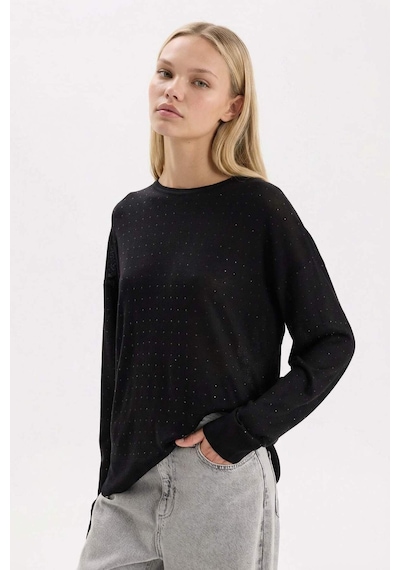DeFacto Relax Fit Bisiklet Yaka Basic Düz Triko Kazak B9723AX24SPBK81