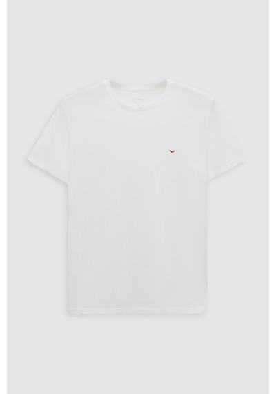D's Damat Ds Damat Regular Fit Ekru Düz Nakışlı %100 Pamuk T-shirt 4hc140632006m Ekru