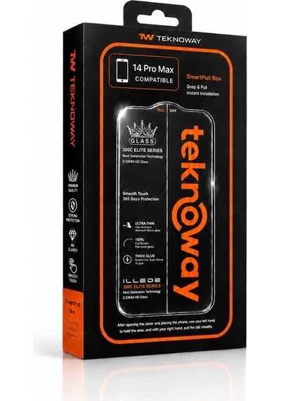 Teknoway İllede Apple Uyumlu iPhone 14 Pro Max Ekran Koruyucu Tam Kaplama Şeffaf