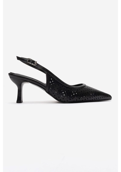 Luvishoes Uvıen Siyah Cilt Kadın Topuklu Ayakkabı