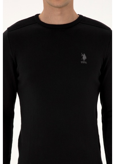 U.S. Polo Assn. Erkek Slim Fit Bisiklet Yaka Siyah Basic Kazak 50307779-VR046