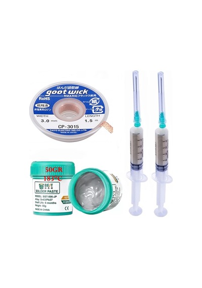 Bst-506 Krem Lehim Sıvı Lehim Solder Paste 50gr Lehim Emme Temizleme Teli 3,0mm Cp-3015