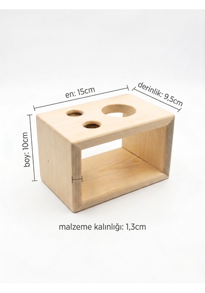 Nestwoodtr Ham Doğal Ahşap Minimal Banyo Düzenleyici, Diş Fırçalık - Macunluk, Diş Fırçası Standı Ham Ahşap
