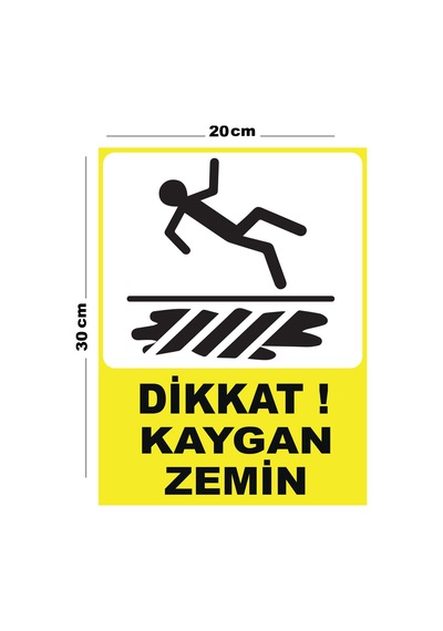 Metal Dikkat Kaygan Zemin - 3 20cm X 30cm A4 Büyüklüğünde Uyarı Levhası Yönlendirme Tabelası