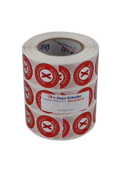 Pp Metalize Kalite Kontrolü Yapılmıştır Ret Etiketi 25mm Çap 2500 Adet Yan Yana 3 Lü