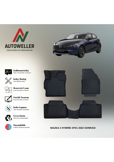 Mazda 2 Hybrid Xp21 2022 Sonrası Uyumlu Havuzlu Oto Paspas