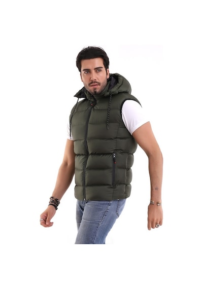 Euromoda Everest Erkek Spor Günlük Silikon Dolgu Çıkartılabilen Fermuarlı Haki