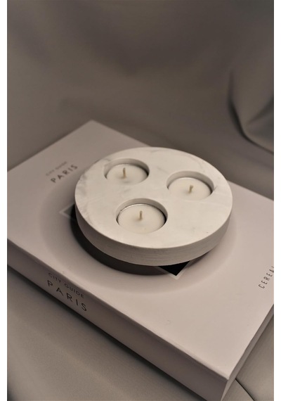 Bottiko Bottiko Beton 3 Göz Tealight Mumluk Beyaz Diğer