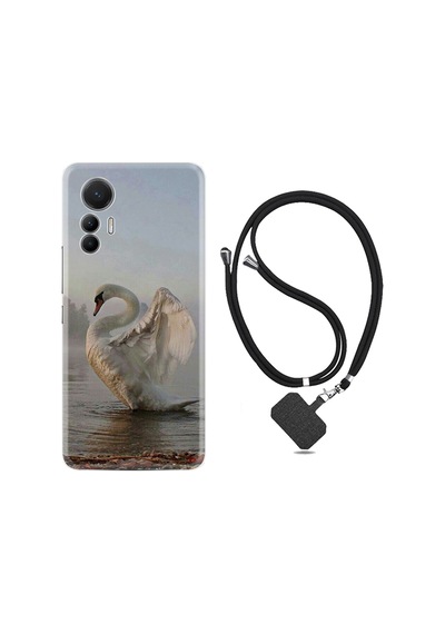 Xiaomi 12 Lite Kılıf İpli Boyun Askılı Desenli Silikon Swan 1343