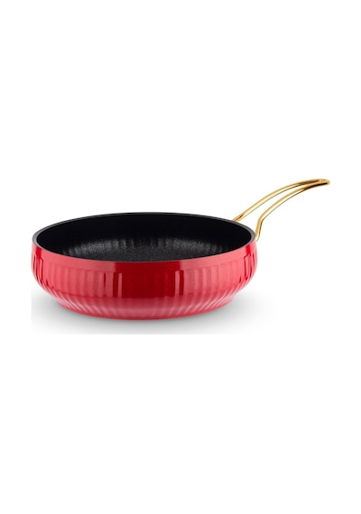 Lines Altın Metal Kulp Güveç Tava Kırmızı - 26 Cm Kırmızı