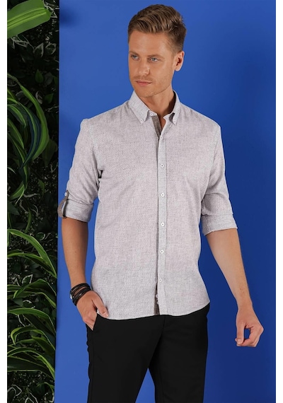 Efor G 1555 Slim Fit Vizon Klasik Gömlek Vizon