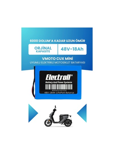 Vmoto Cux Mini Batarya Standart Kapasite Lifepo4 48v 18ah Elektrikli Motorsiklet Bataryası