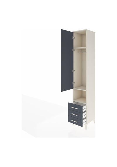 Hyperion Dolap 3 Raflı 3 Çekmeceli Tek Kapaklı 44x44x243 Aytaşı-antrasit Aytası