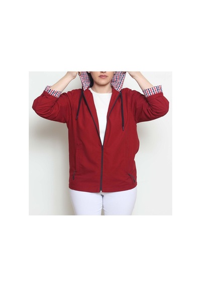 CottonCool Kadın Kapüşonlu Yağmurluk & Rüzgarlık Bordo