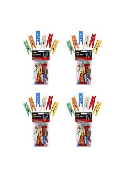 4 Paket - 96 Adet- Brons Renkli Ahşap Küçük Mandal 3,5cm 2 Cn Diğer